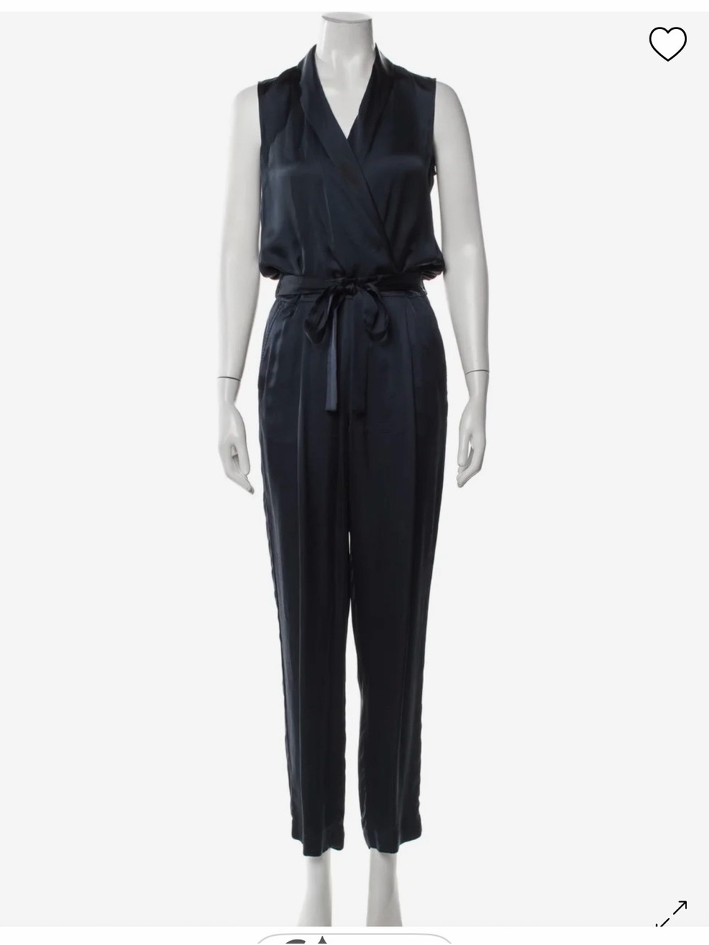 Lafayette 148 New York Tulane Belted Silk Jumpsuit Navy Blue L